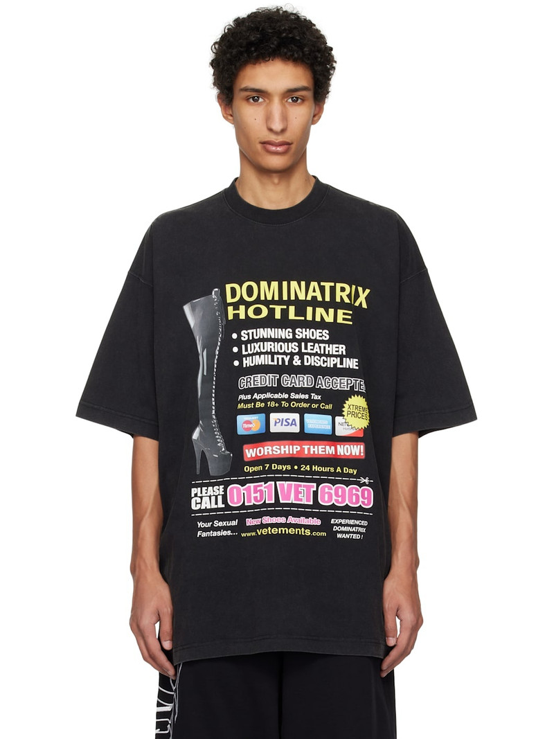 Black Oversized 'Dominatrix Hotline' T-shirt 1