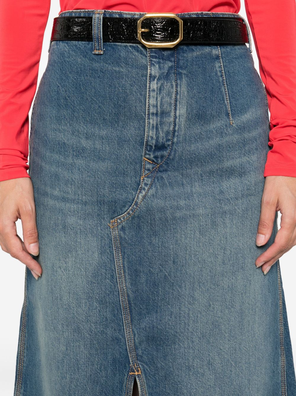 denim A-line skirt - 5
