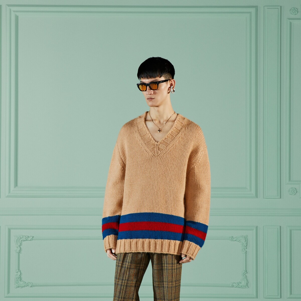 Fine wool sweater with Web - 6