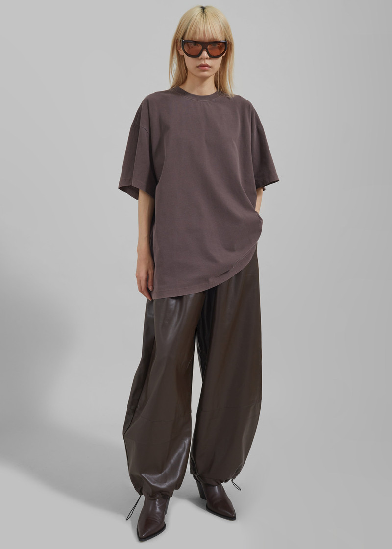 Briar Faux Leather Balloon Pants - Brown 7