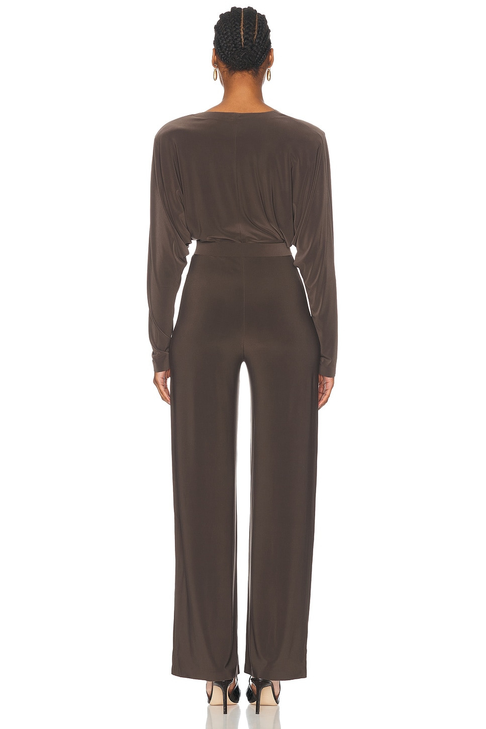 Dolman V Neck Shoulder Pad Jumpsuit - 3