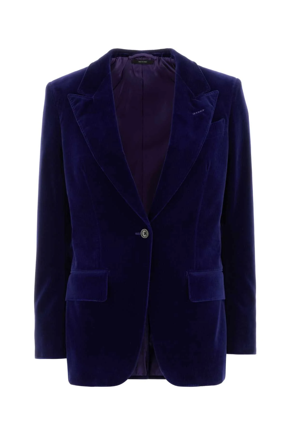Tom Ford Women Blue Stretch Velvet Blazer - 1