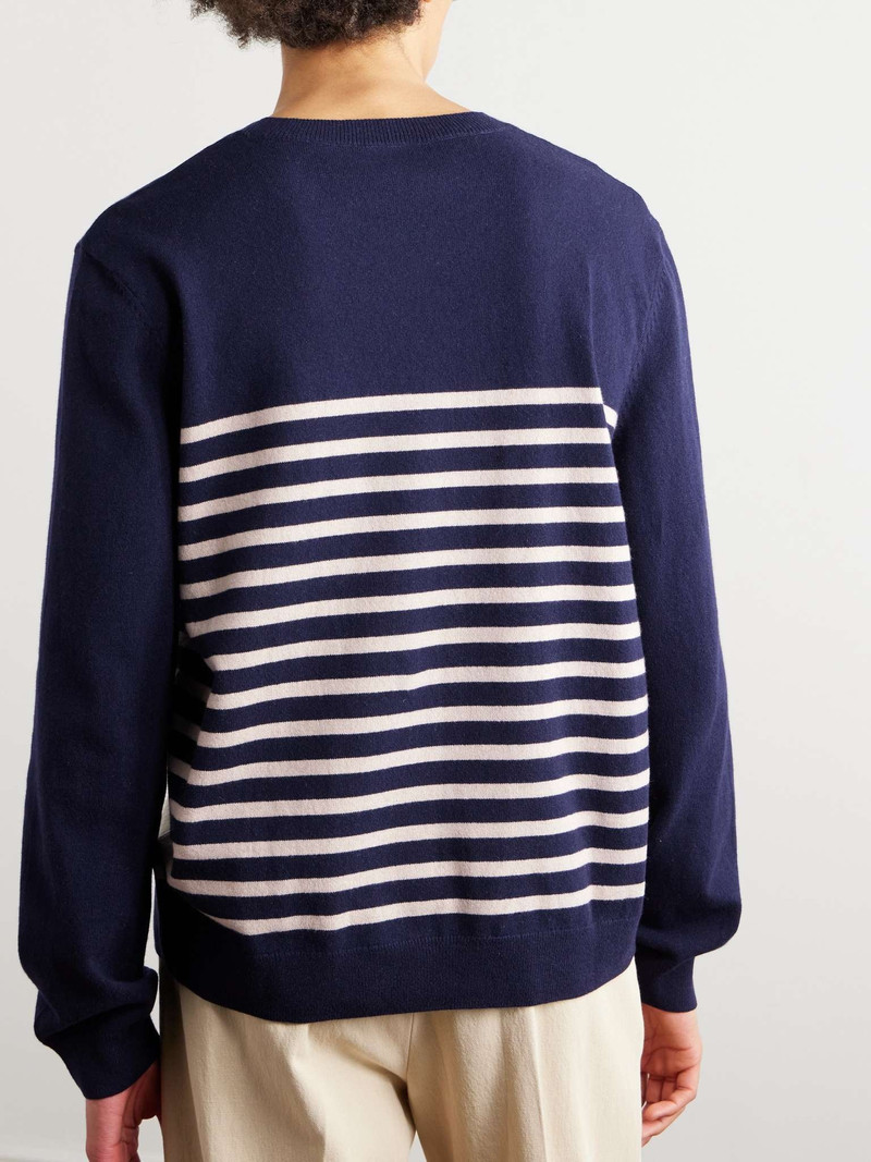 Matthew Striped Logo-Embroidered Cashmere and Cotton-Blend Sweater 3