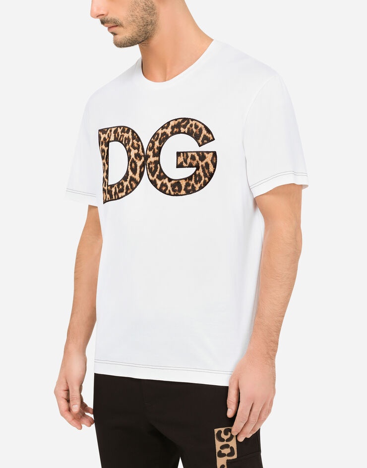 Cotton T-shirt with leopard-print DG patch - 4