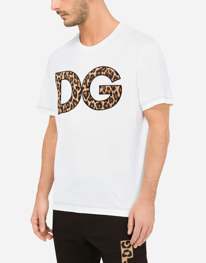Cotton T-shirt with leopard-print DG patch 4