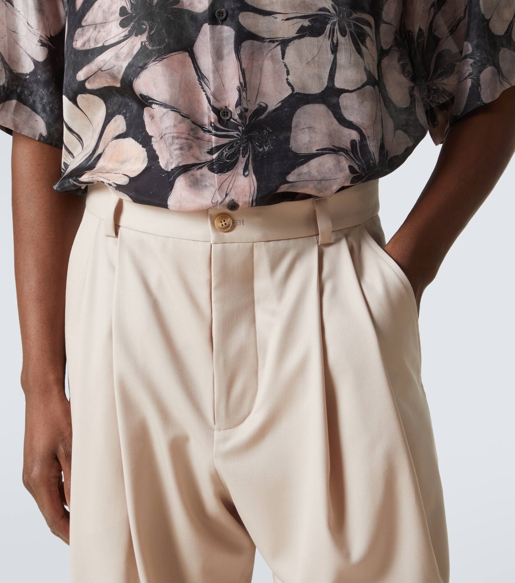Pleated wool tapered pants - 5