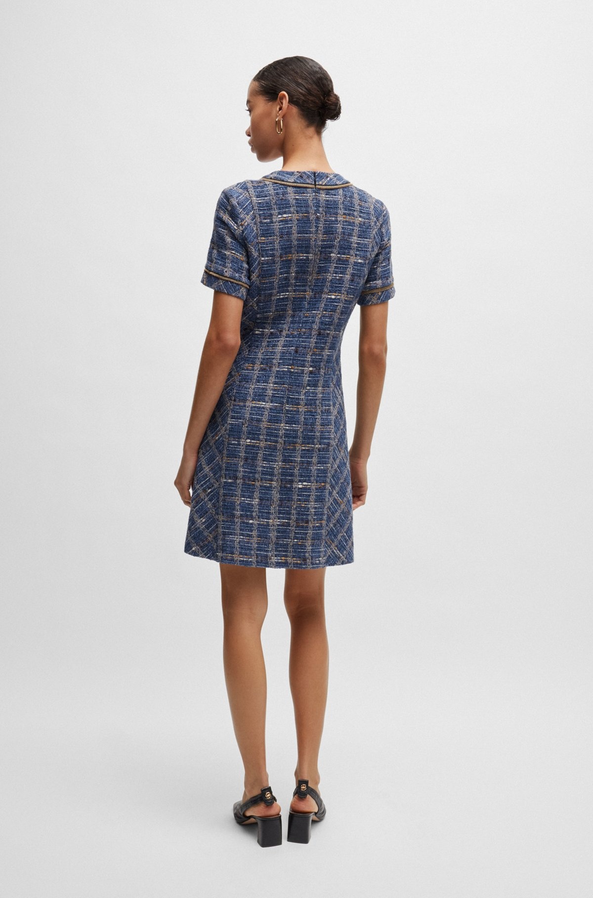 DRESS IN TWEED CHECK WITH HARDWARE BUTTONS - 4