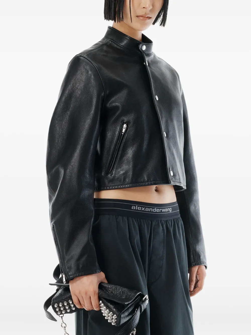 ALEXANDER WANG - Women Mid Rise Pleated Knee Logo Elastic Pants - 4