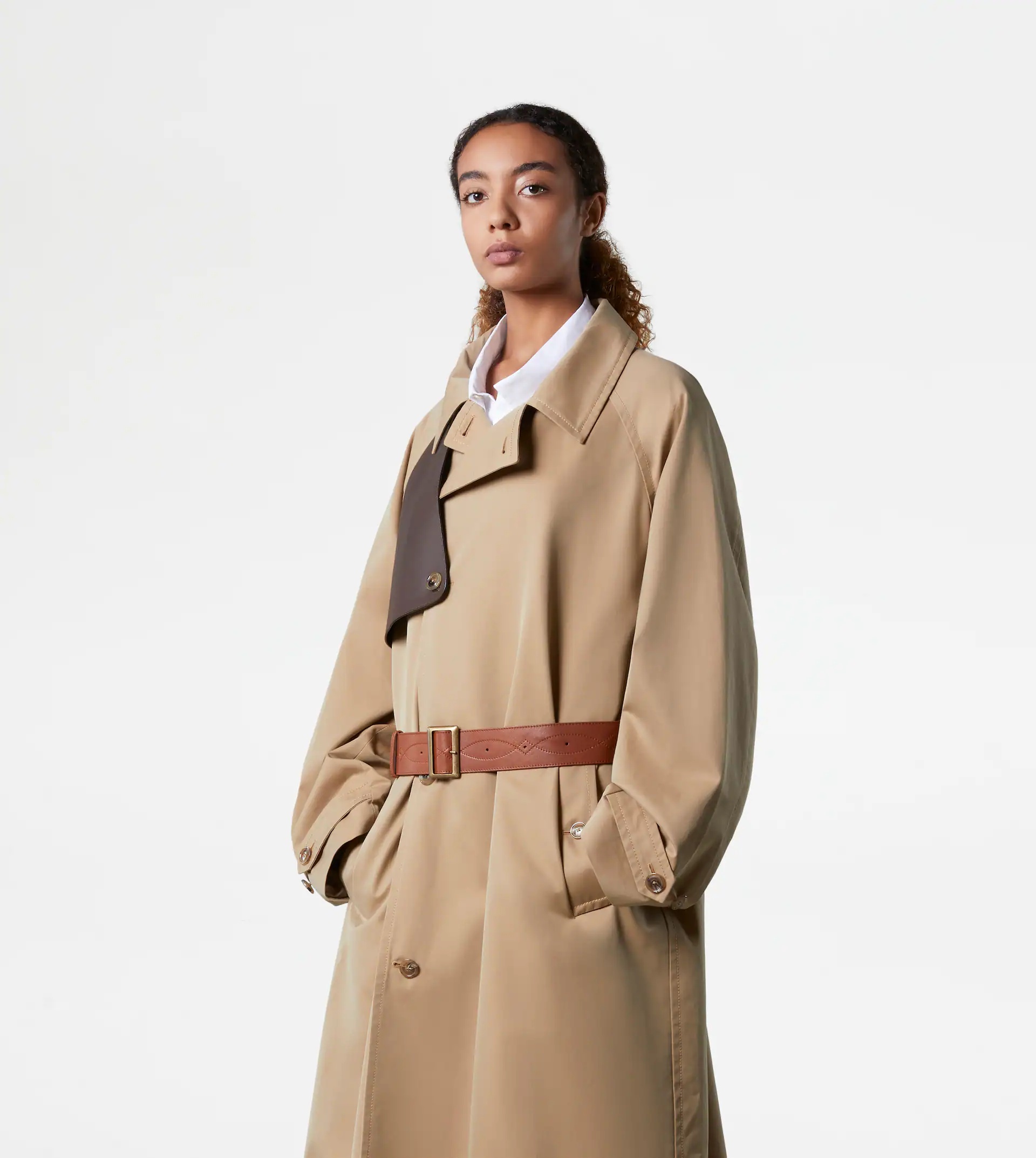 TRENCH COAT WITH LEATHER INSERTS - BEIGE - 7