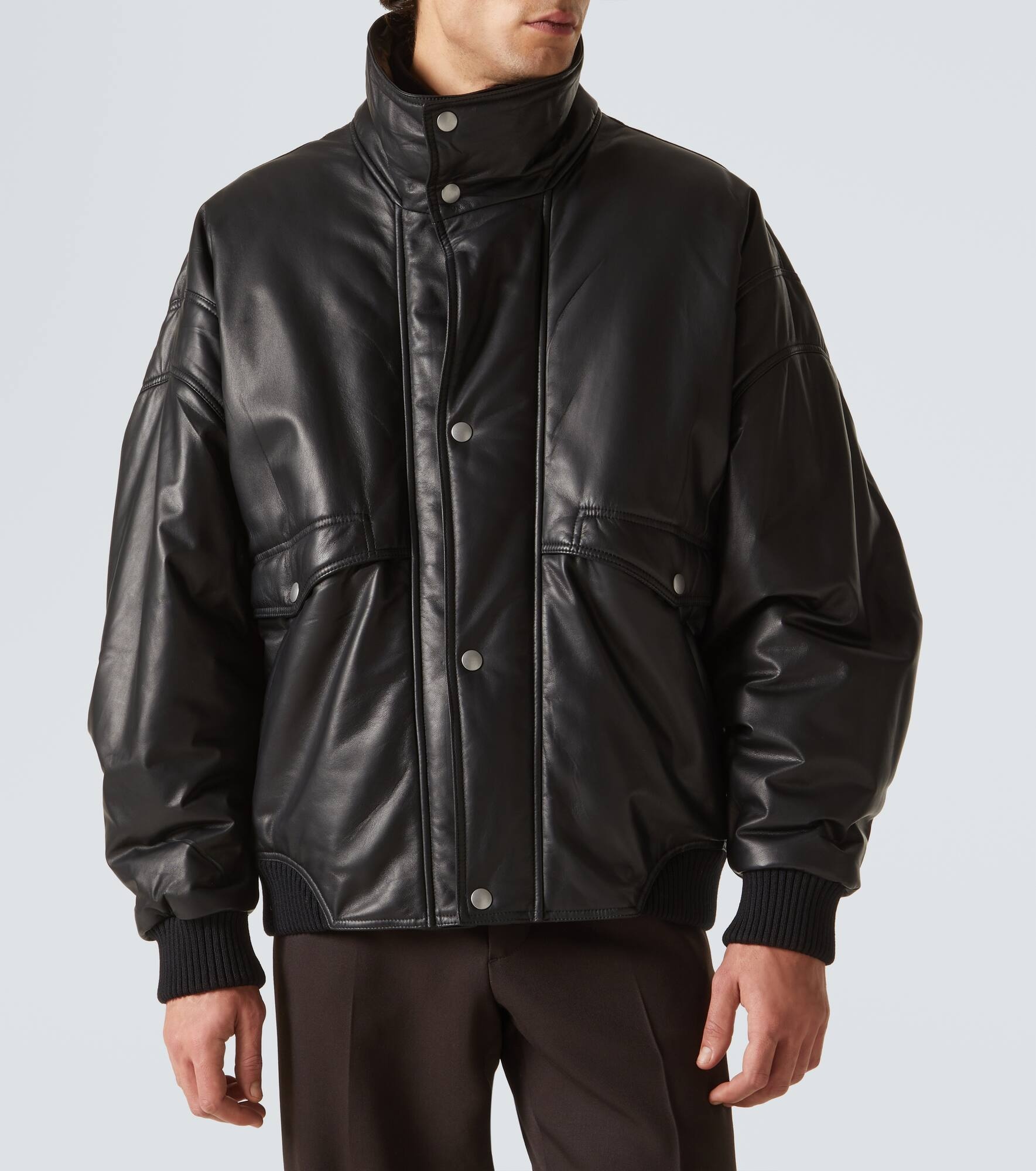 Leather bomber jacket - 3