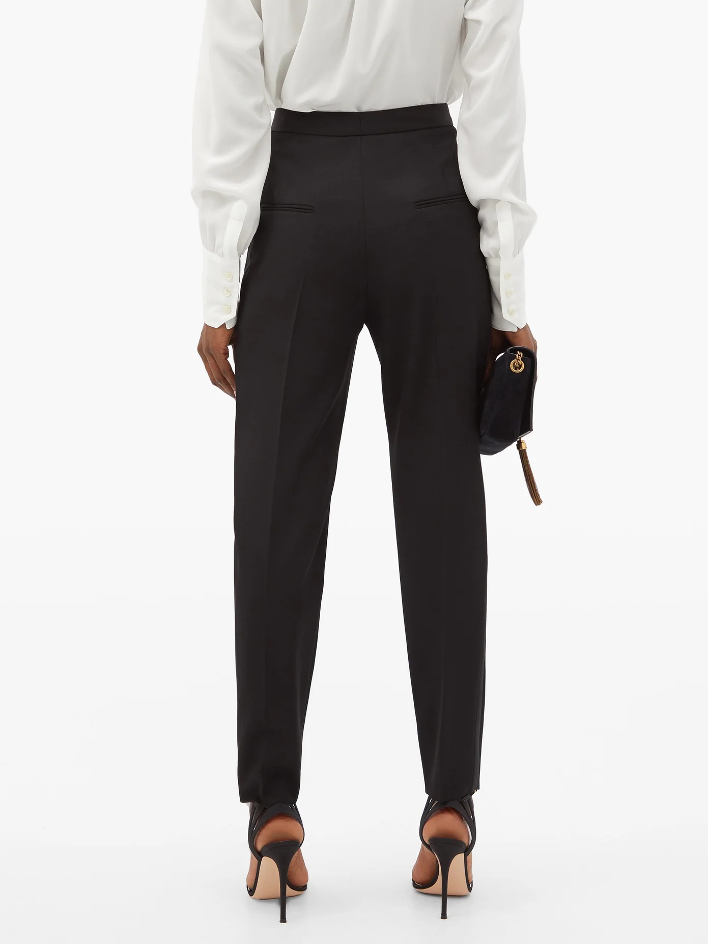 Pleated grain-de-poudre wool tuxedo trousers - 5