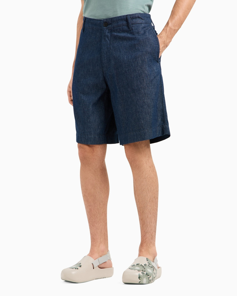EMPORIO ARMANI ASV CHAMBRAY DENIM BERMUDA SHORTS FROM THE PEACE CAPSULE COLLECTION outlook