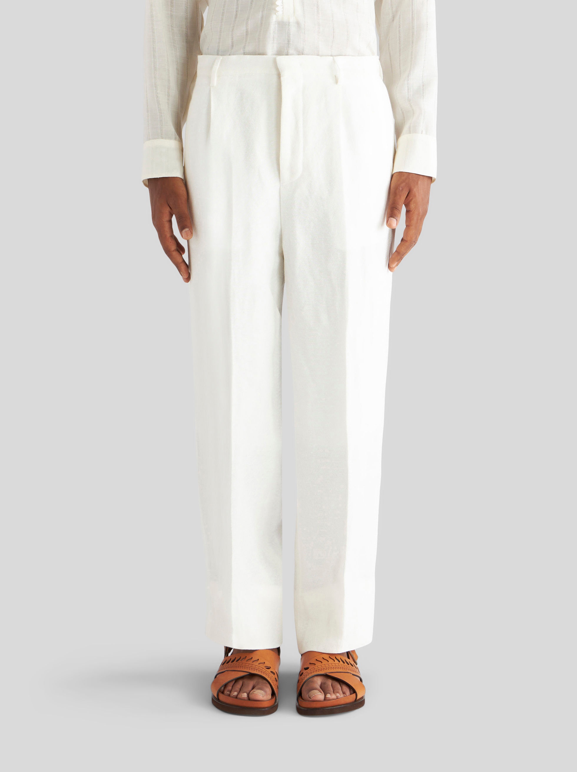 LINEN TROUSERS WITH TUCKS - 2
