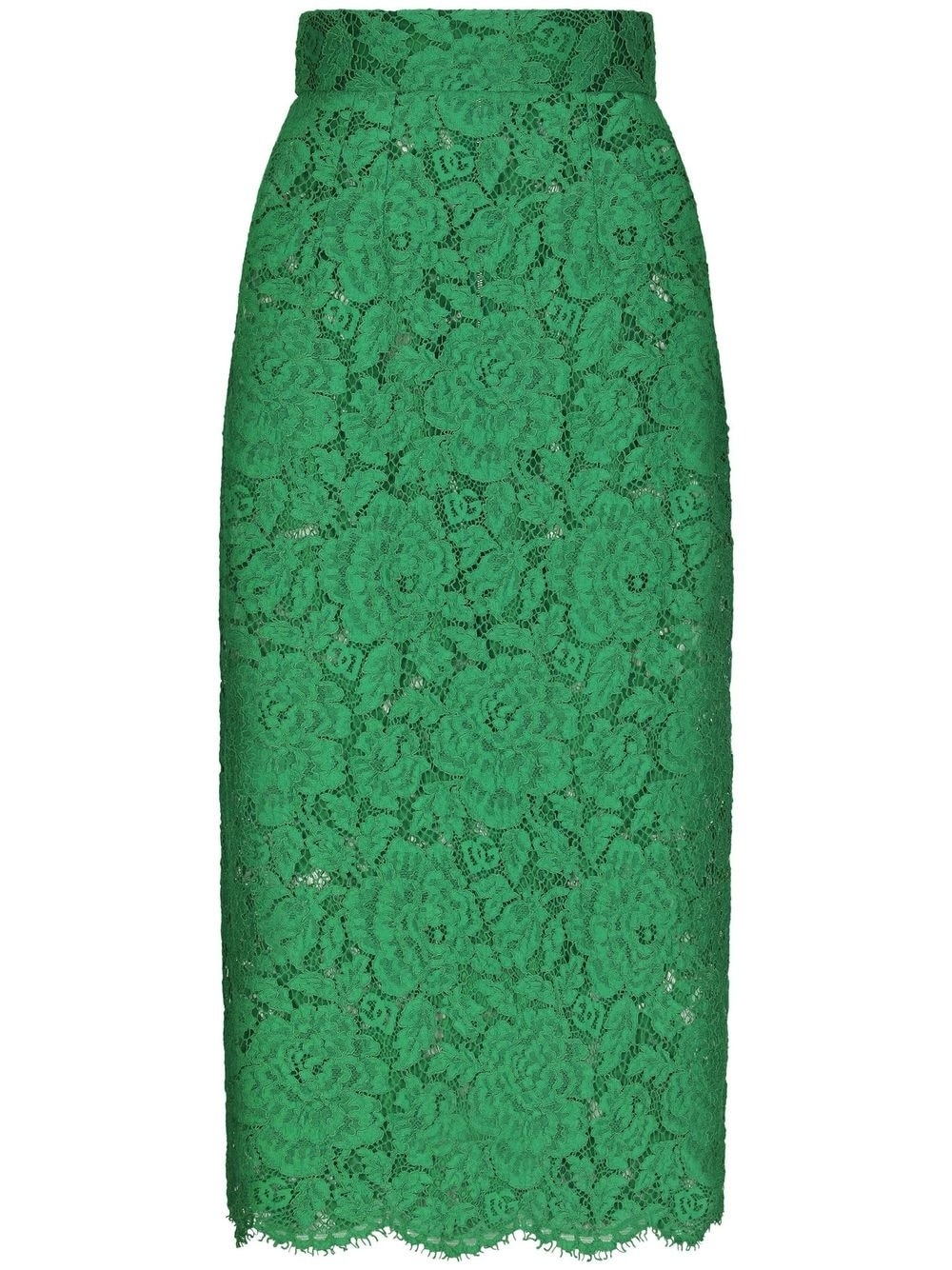 floral-lace high-waisted midi skirt - 1