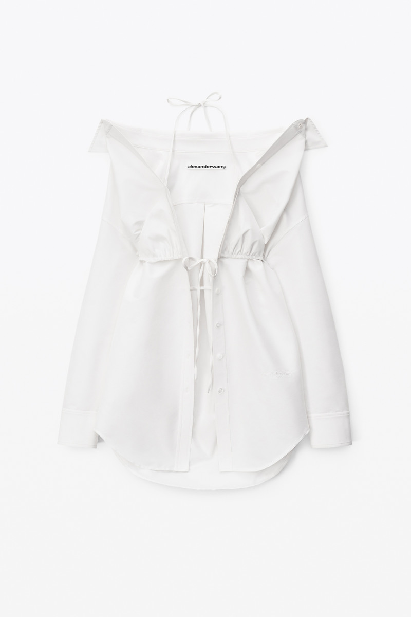 LAYERED BIKINI SHIRT IN POPLIN SWIM - 1