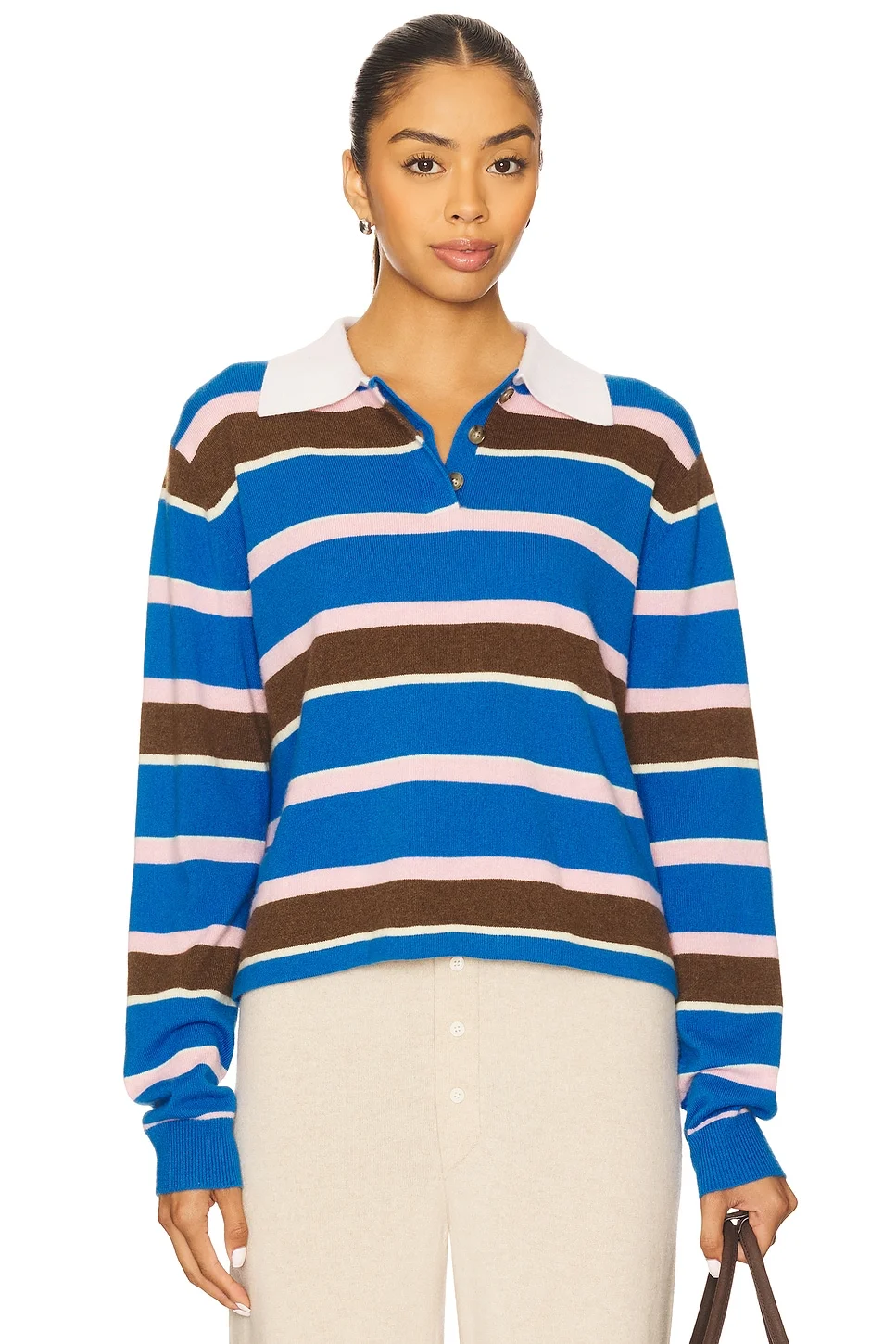 Cropped Stripe Rugby Sweater - 1