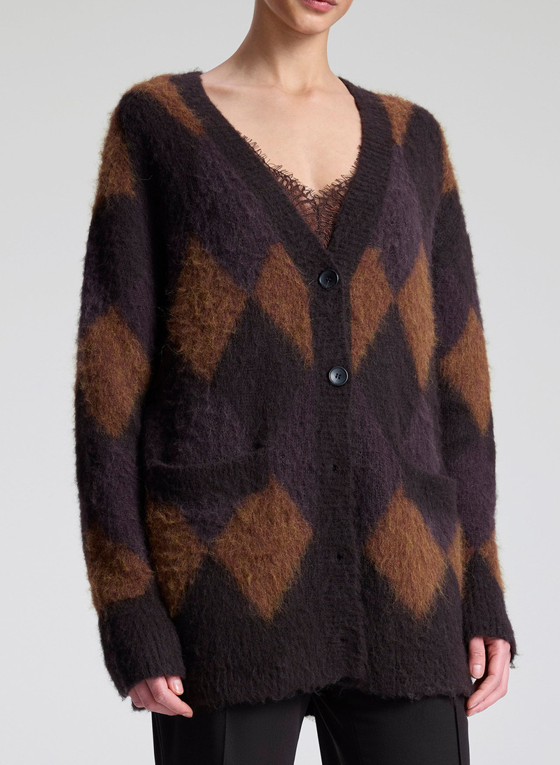 Reid Brushed Alpaca Argyle Cardigan 3