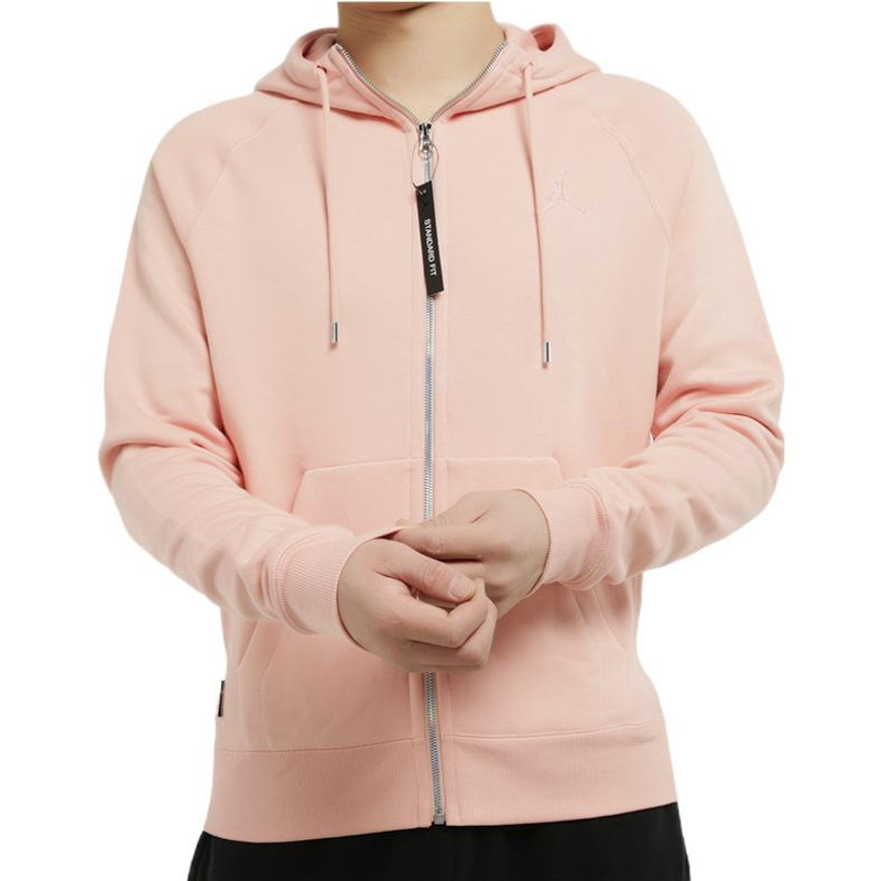Jordan Men's Air Jordan Solid Color Zipper Hooded Jacket Pink AV2961-623 outlook