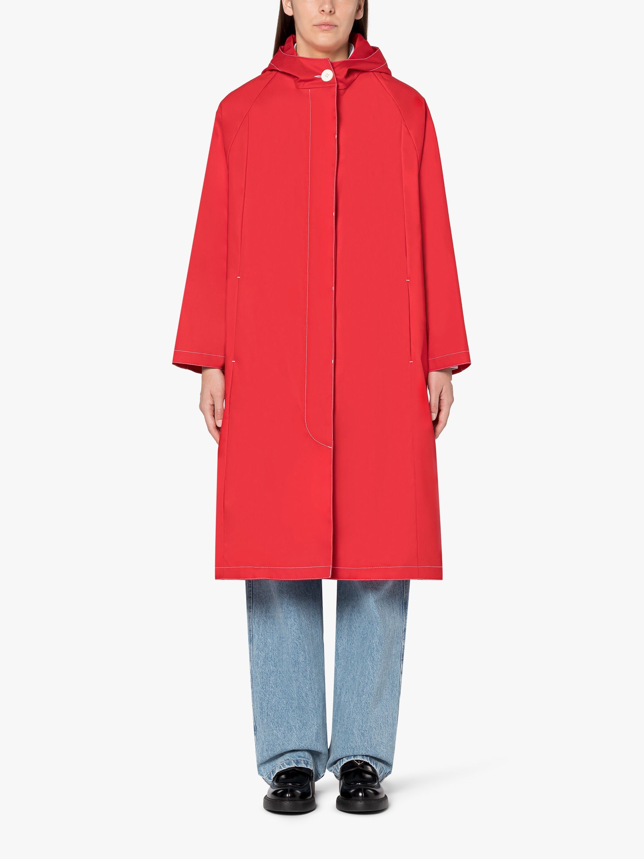 ALOE RED RAINTEC COTTON HOODED COAT - 3