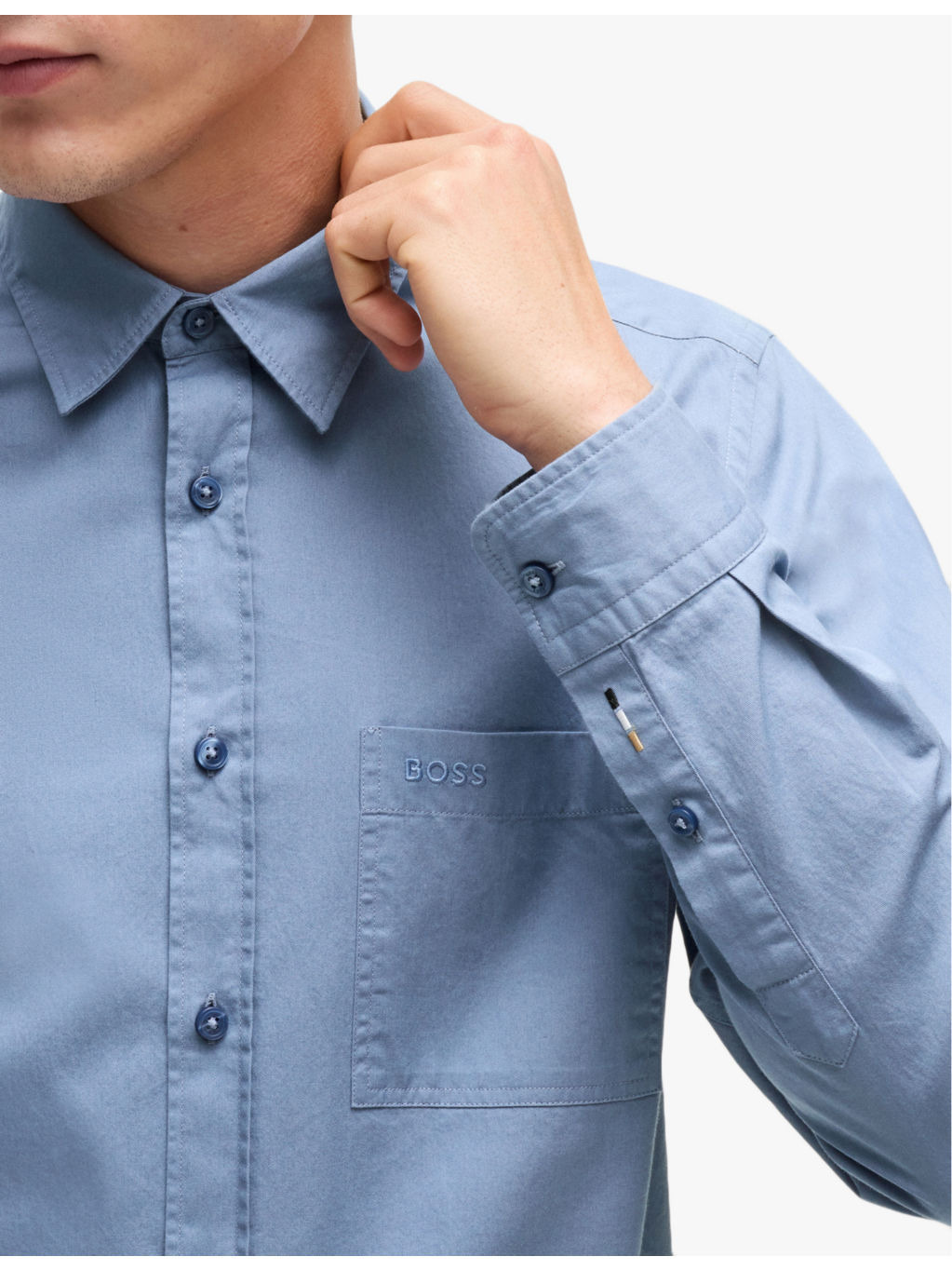 Regular-fit logo-embroidered cotton-twill shirt - 6