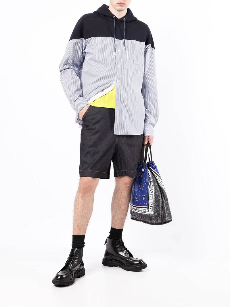 sacai hooded panel button-up shirt outlook