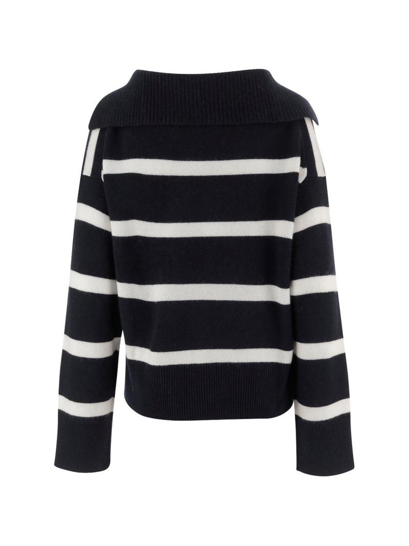 Allude striped V-neck sweater outlook