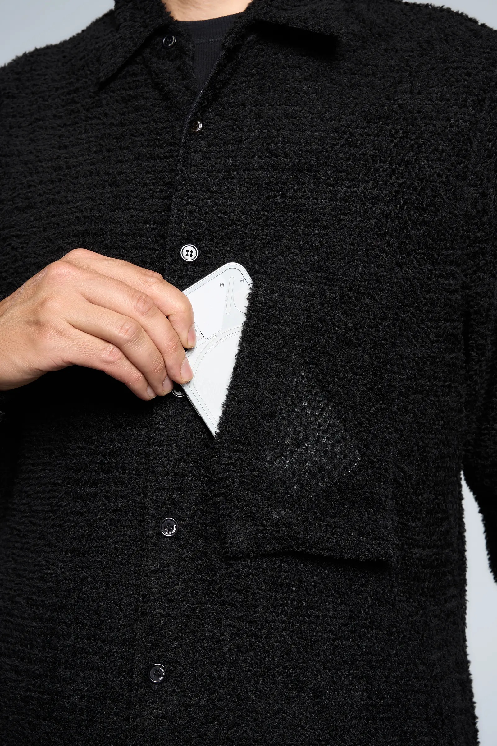LA1-AD Lofted Knit Fiber Long Sleeve Shirt Black - 16