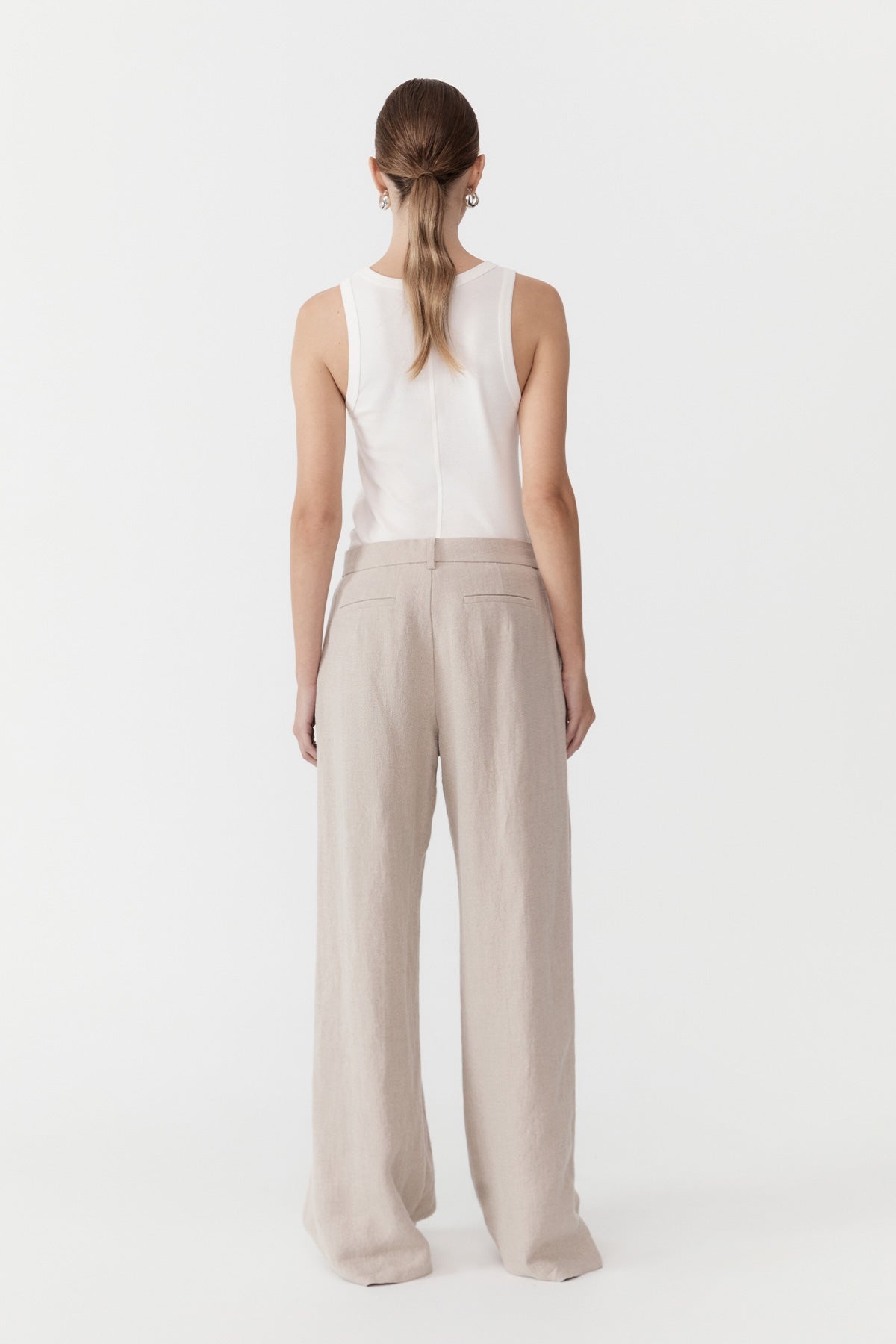 Linen Overlap Waist Trousers - Natural - 5