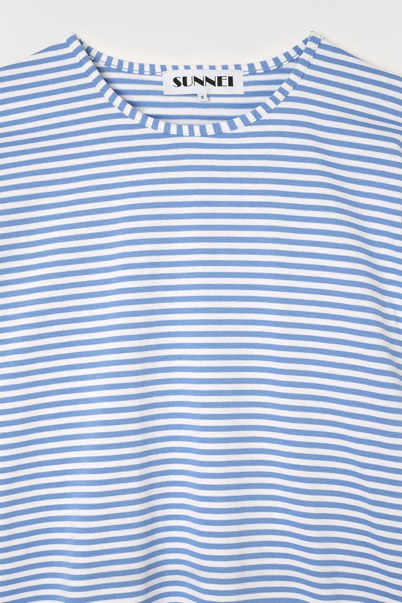 SUNNEI LONG MEGA OVER T-SHIRT / azure & optical white stripes outlook