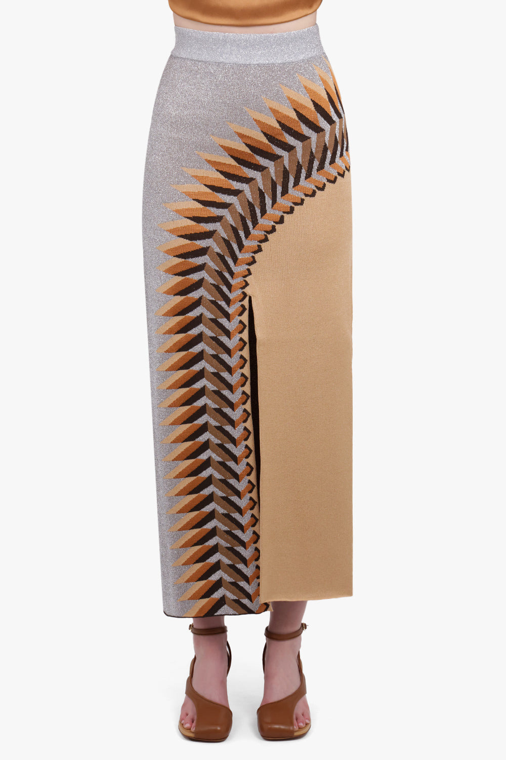 GRAPHIC PRINT SPLIT MAXI SKIRT | GREY/MULTI - 3