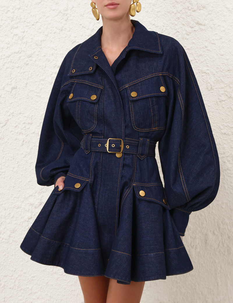 Zimmermann LUNA DENIM UTILITY MINI DRESS outlook
