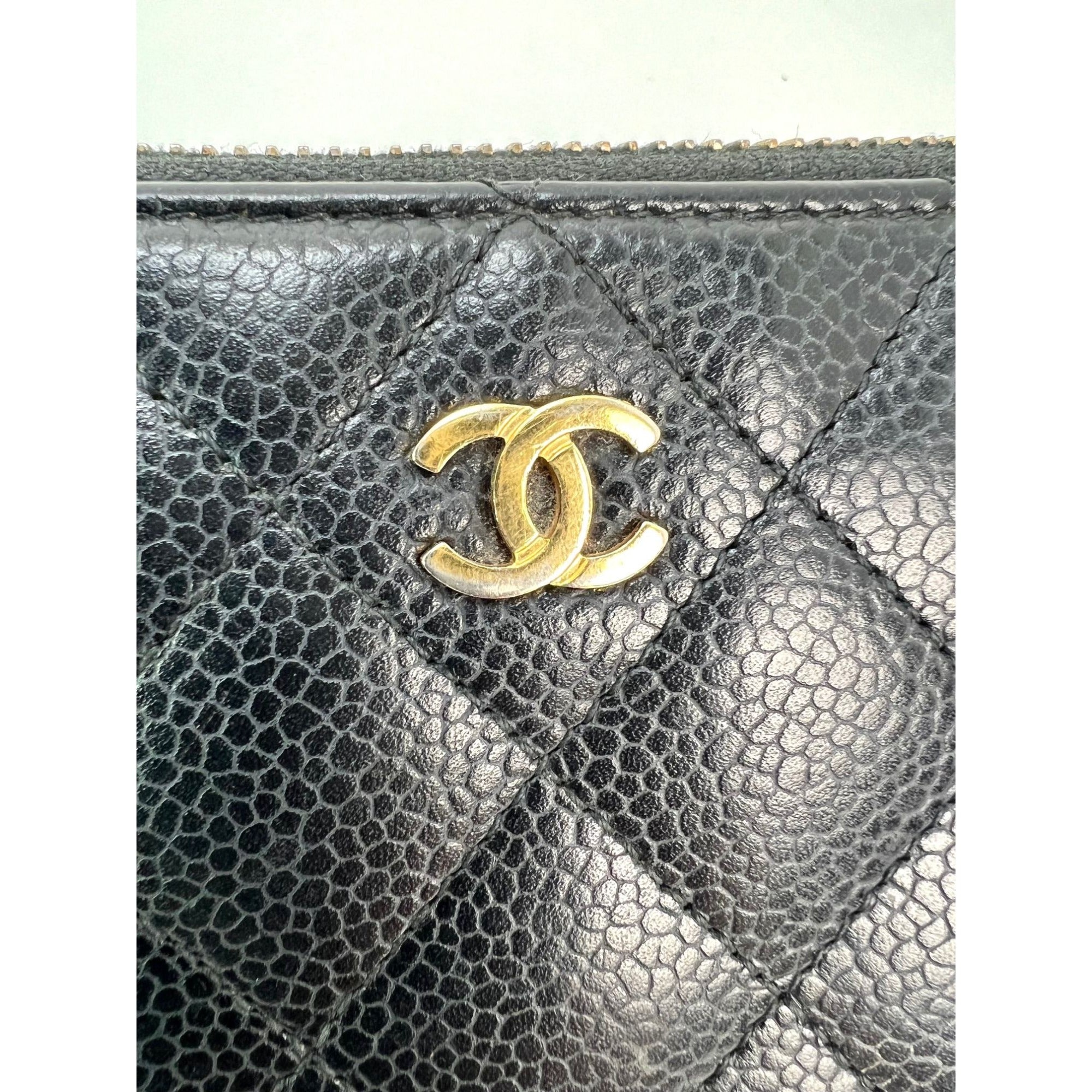 Chanel Caviar Quilted Large Gusset  Zip Around Black Wallet - 9