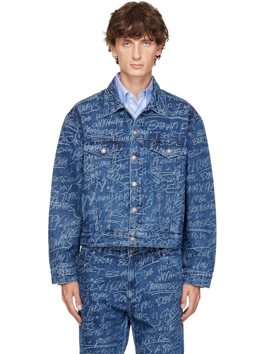 Navy KS Graffiti Denim Jacket - 1