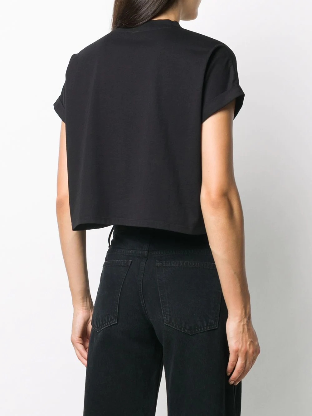 logo-embroidered cropped T-shirt - 4