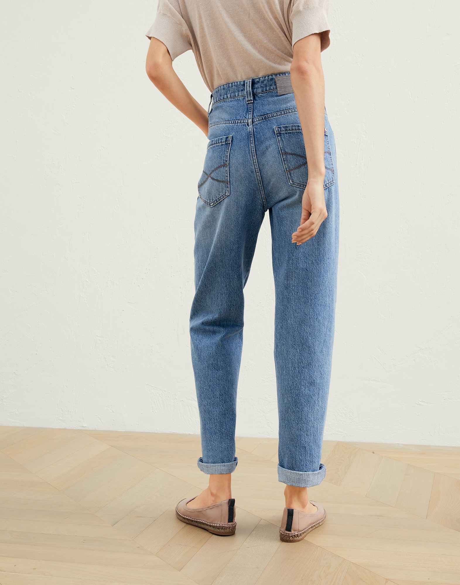 Authentic denim skater trousers with precious patch - 2