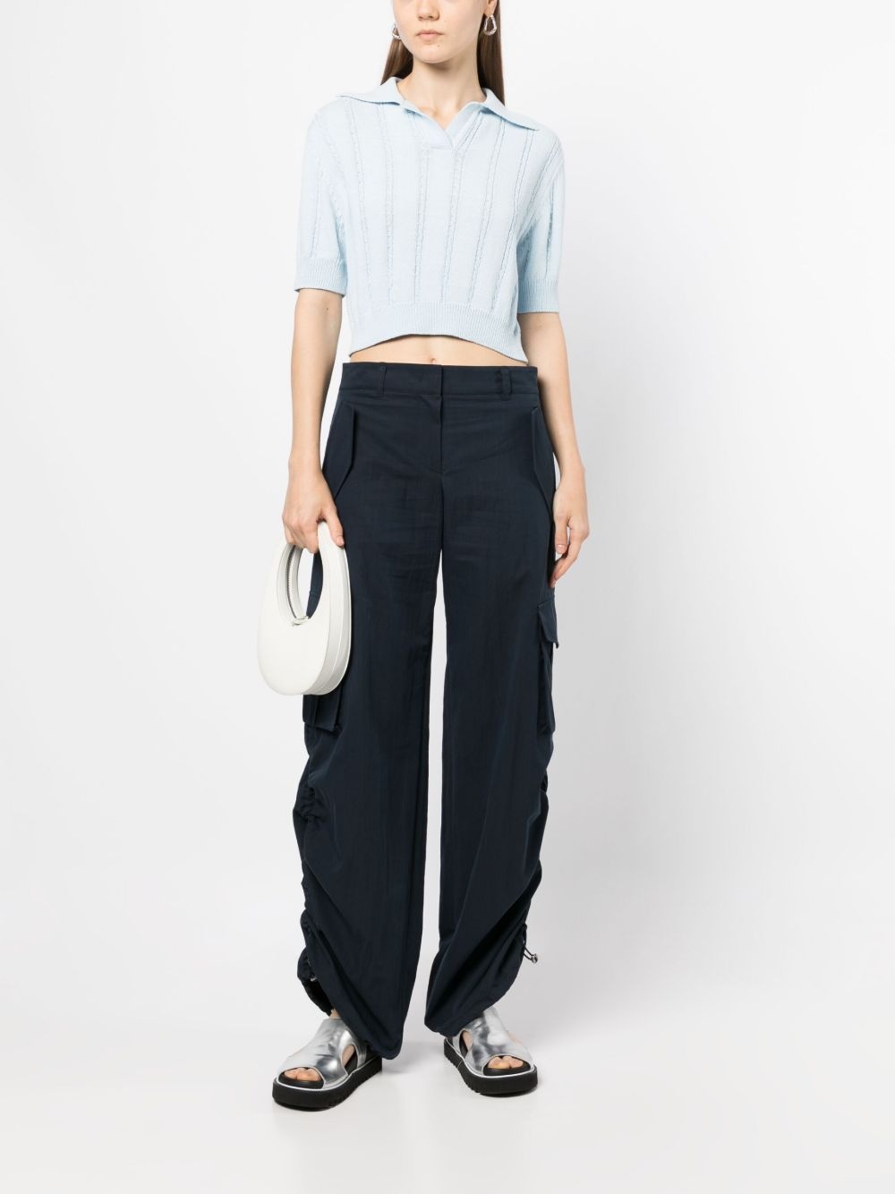 drawstring wide-leg trousers - 2