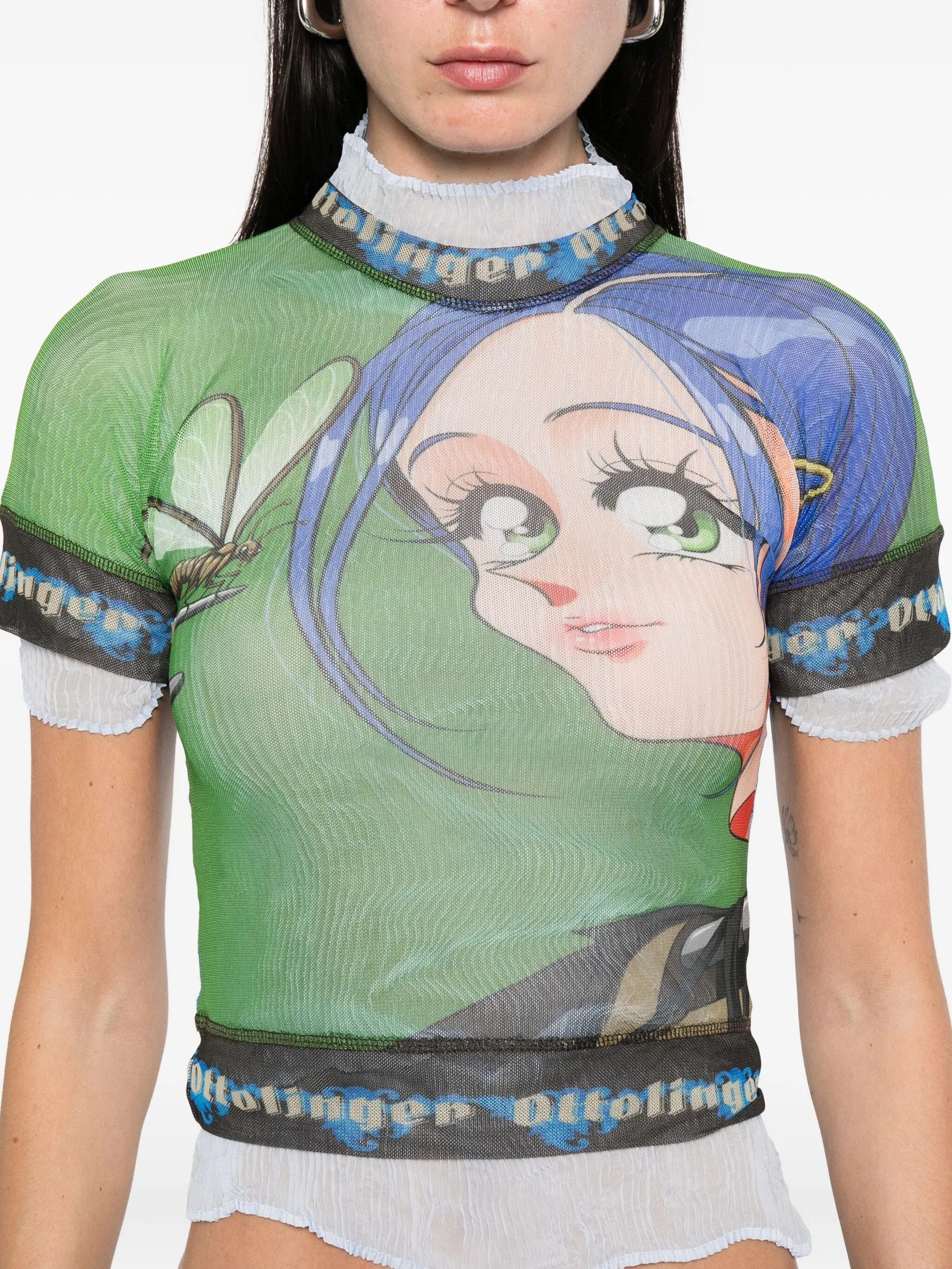Ottolinger Anime-print Mesh Top - 2