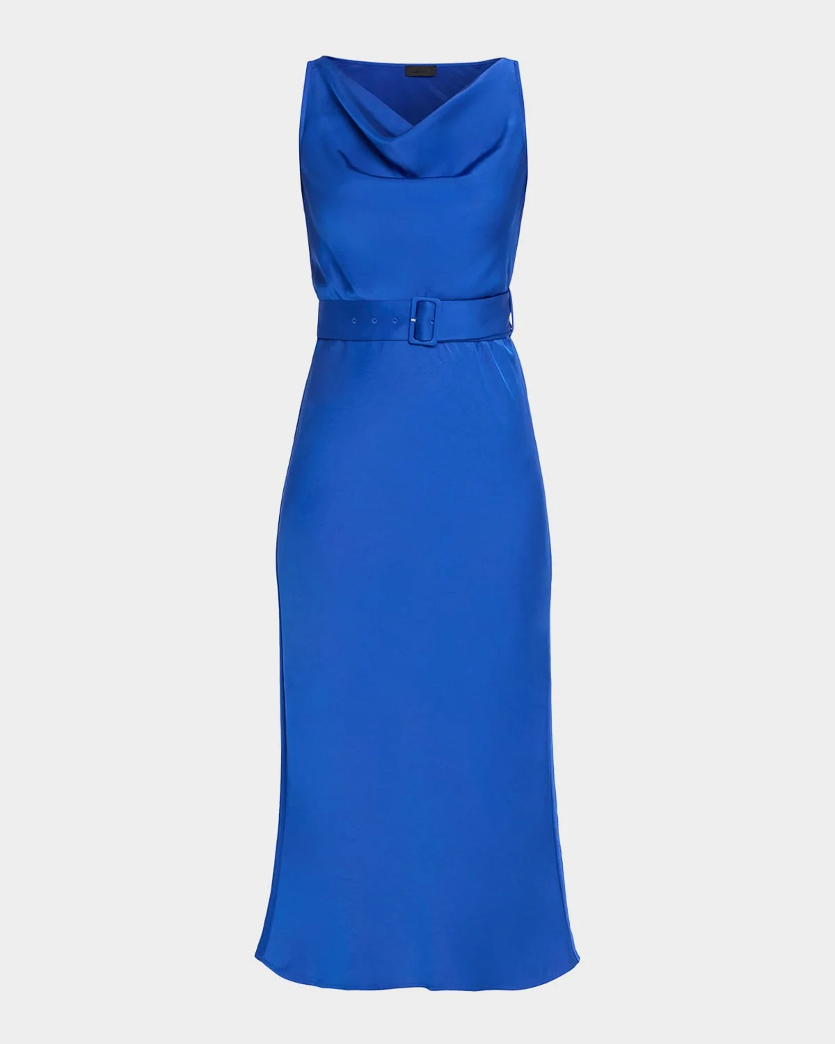 Satin Sleeveless Belted Dress - 1
