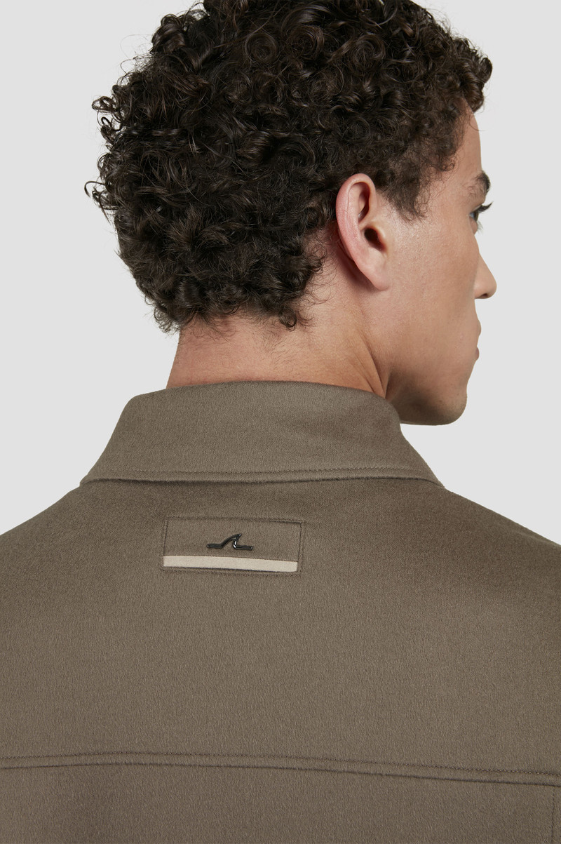 CASHMERE SHACKET WITH LEATHER TRIMS 5