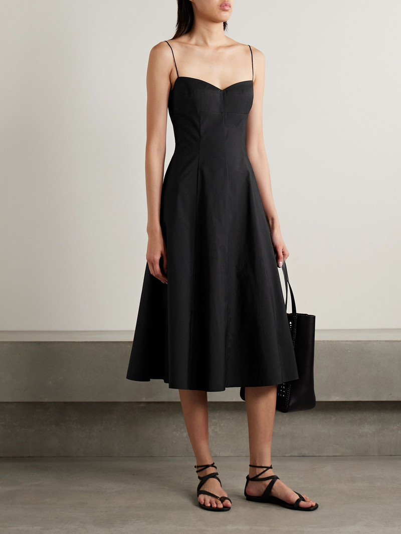 KHAITE Isabella cotton-canvas midi dress Black outlook