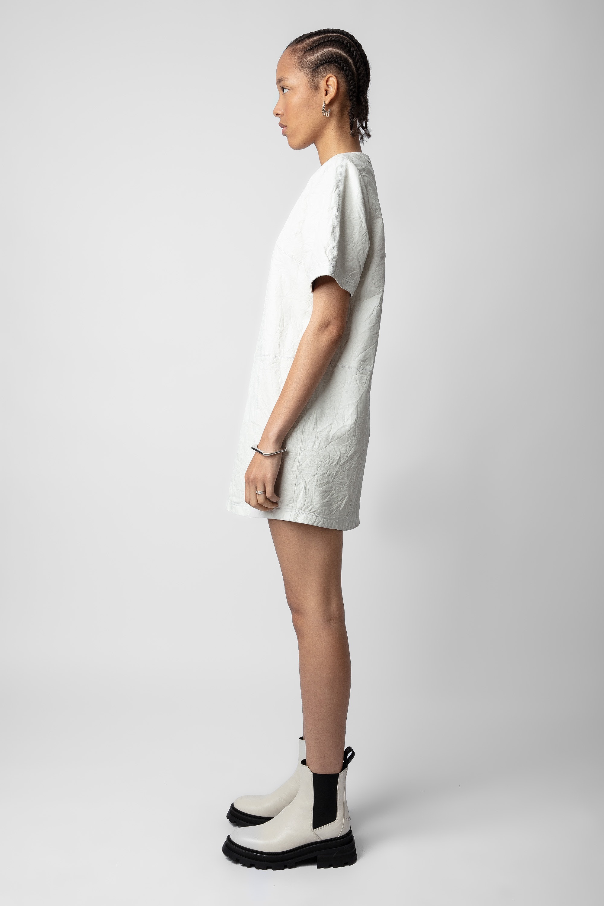 Riddy Crinkled Leather Dress - 4