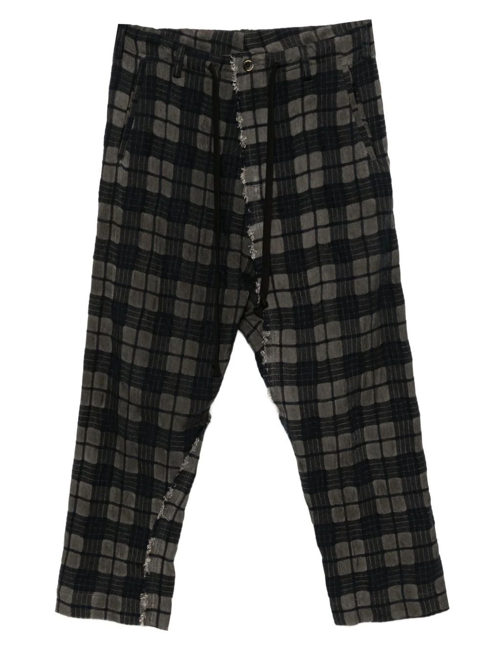 distressed plaid trousers - 1