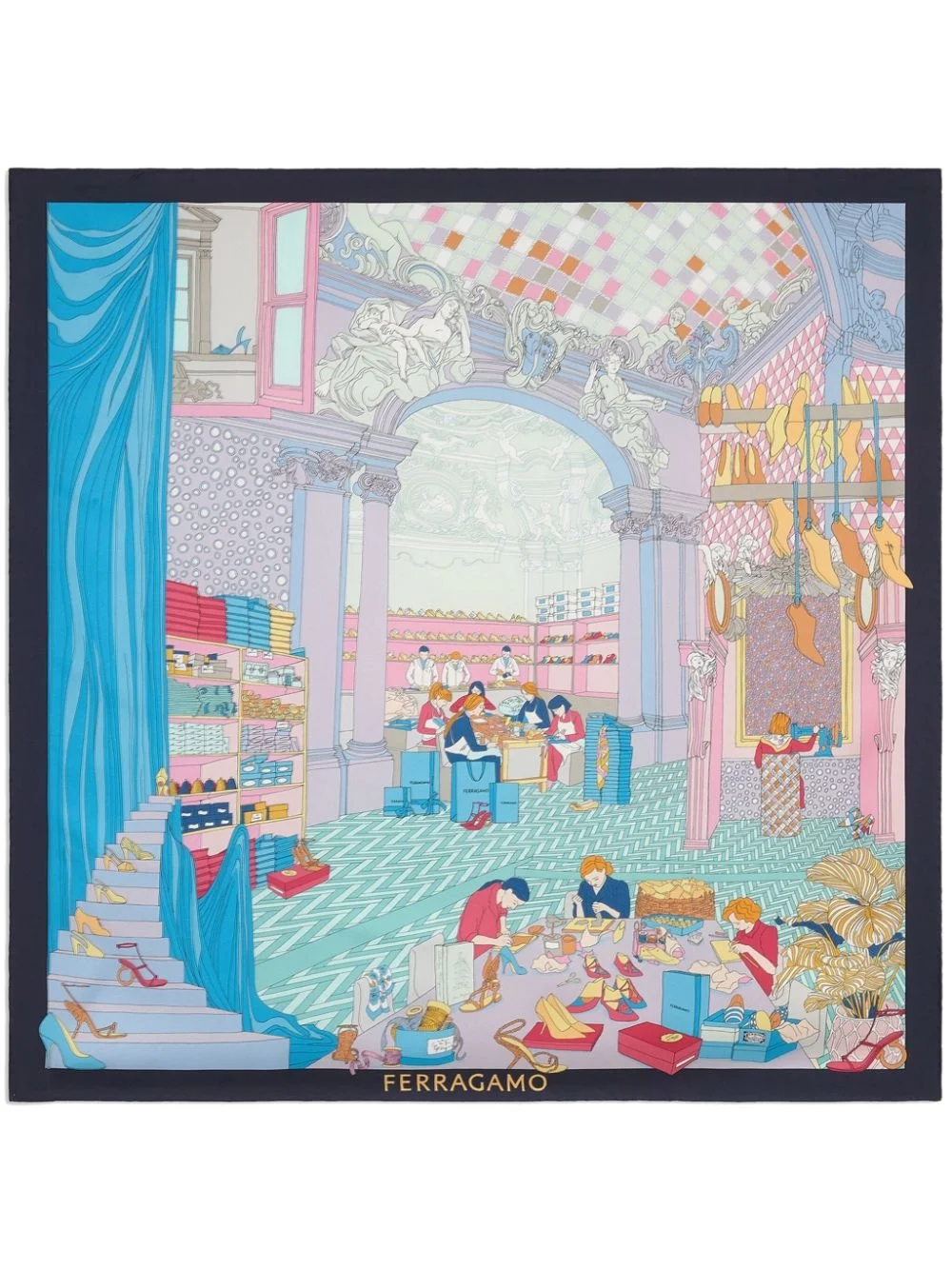 graphic-print silk scarf - 1