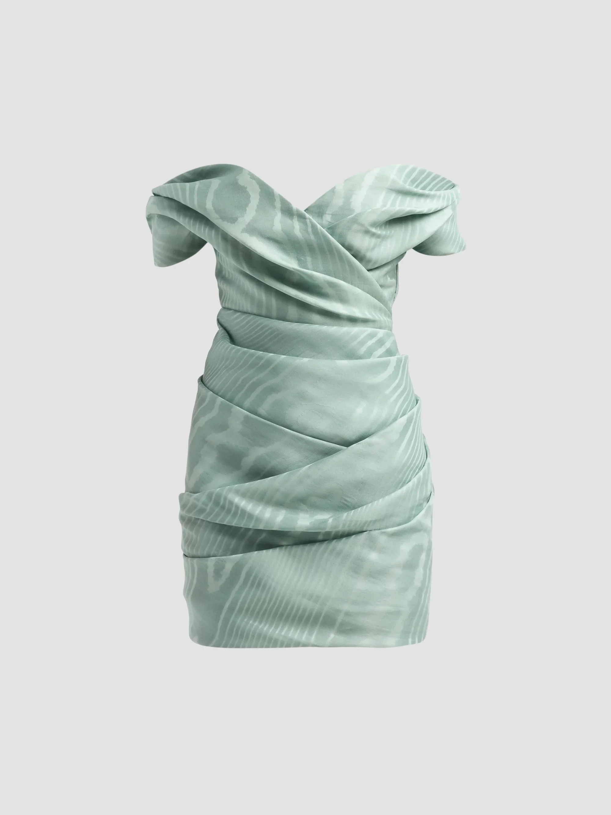 Women's Draped Moire Silk Gazar Off-the-Shoulder Cocktail Dress - Dark Sage - 1