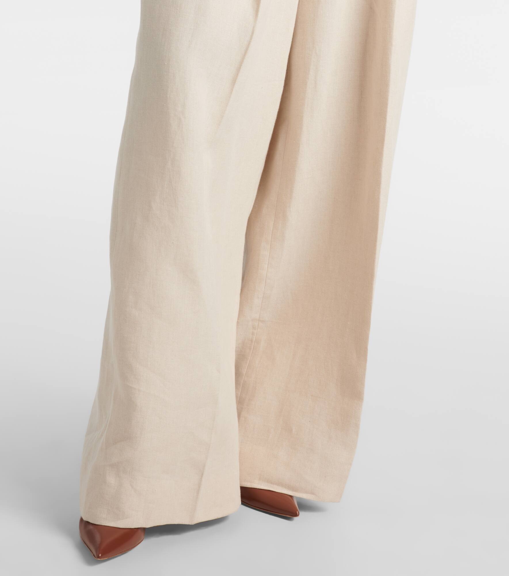 Husi high-rise linen wide-leg pants - 6