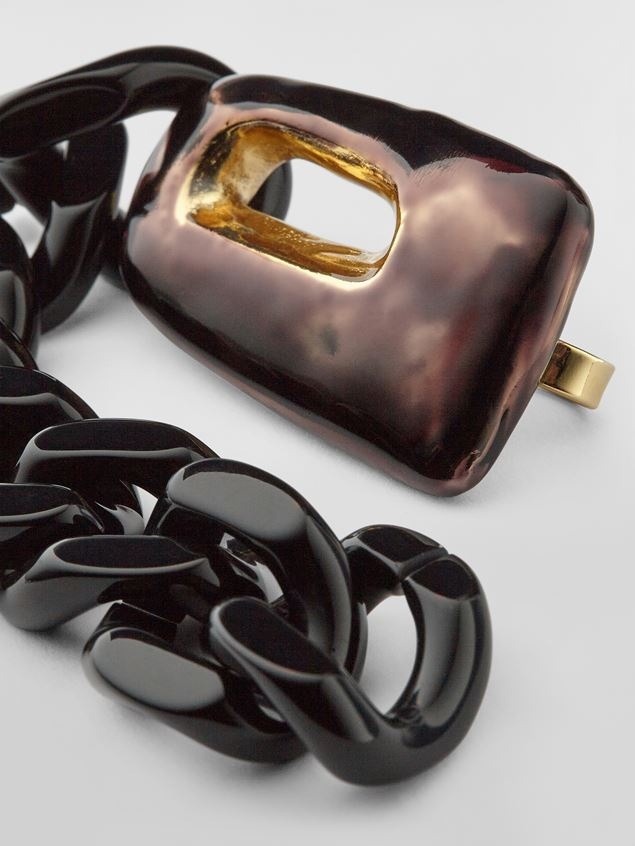 TRAPEZE BRACELET IN METAL RESIN AND BLACK ENAMEL - 2