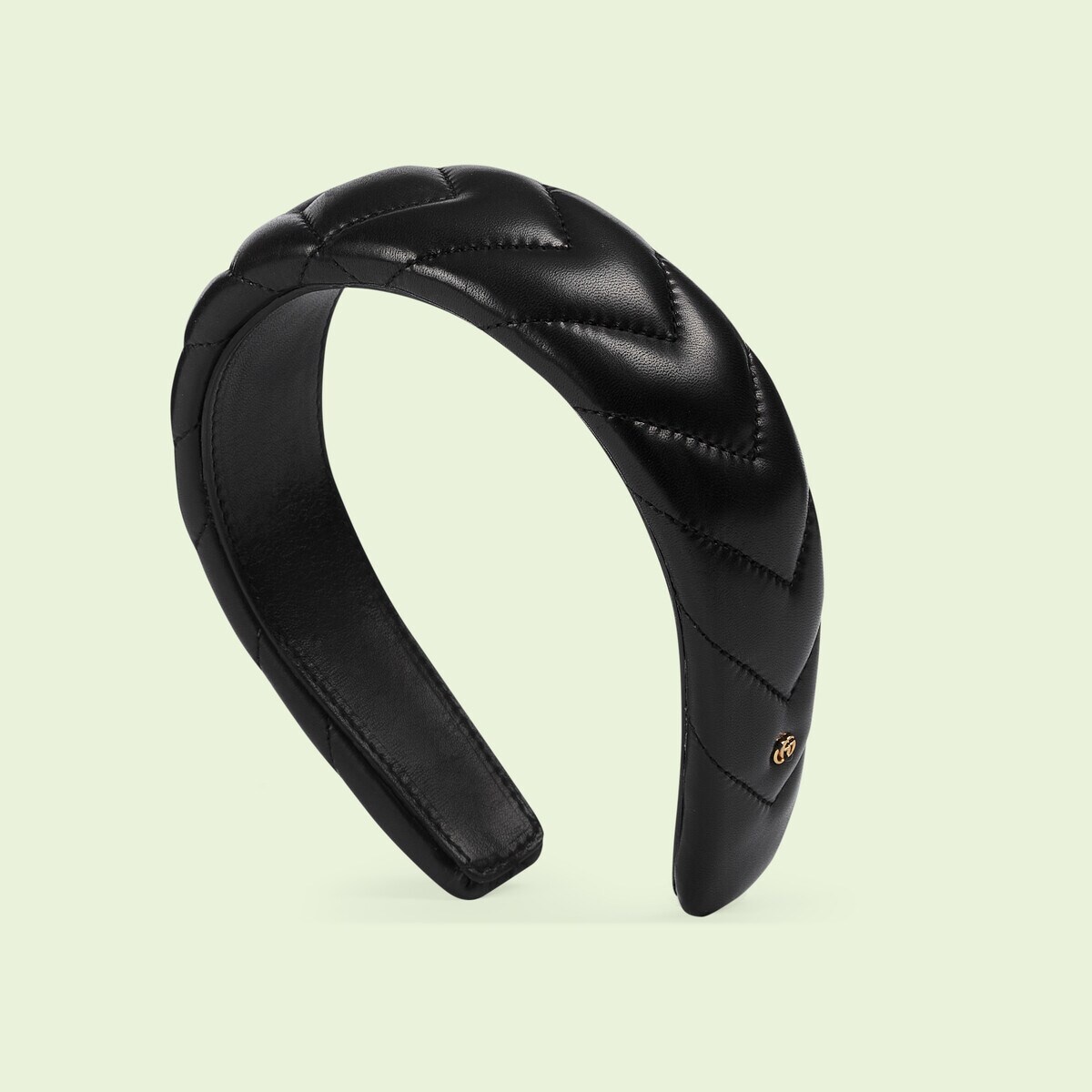 Leather hairband with Double G - 2