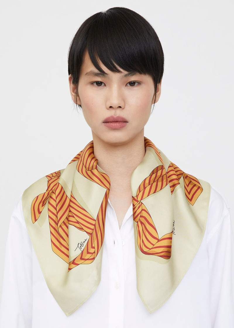 TOTEME Knotted monogram silk scarf bloody mary outlook