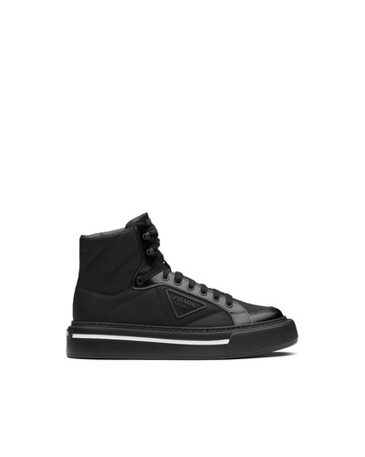 Prada Prada Macro Re-Nylon and brushed leather high-top sneakers outlook