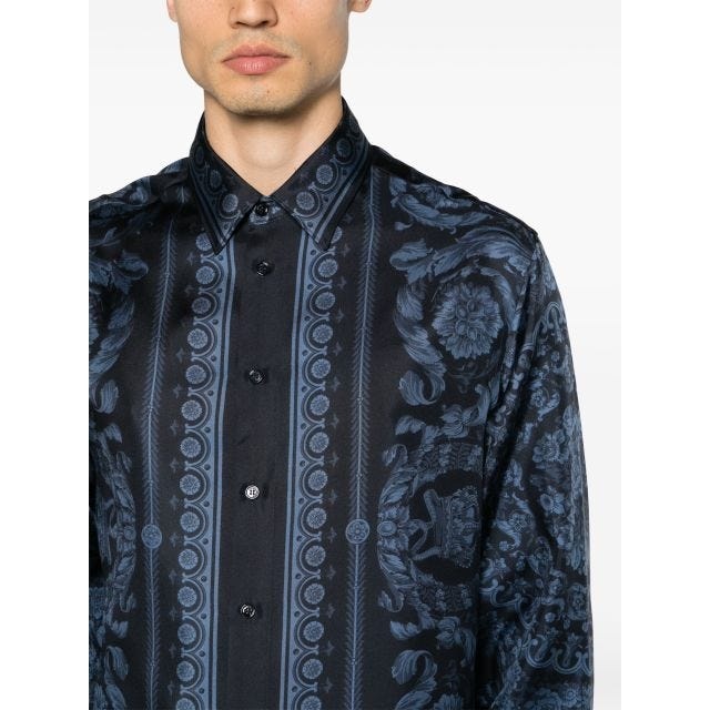 Barroco-print silk shirt - 4